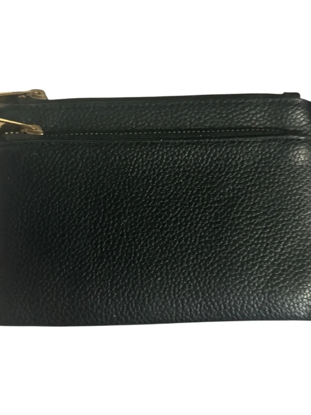 a new day Black Pebbled Cosmetic Zip Pouch gold accents has wristlet hook new
